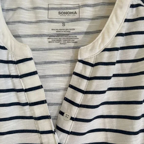 Sonoma White and Blue Striped Henley Tank - Picture 2 of 3